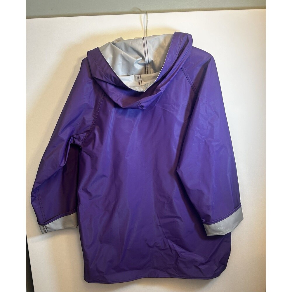 The Slicker Purple Reversible Hooded Raincoat Waterproof Vinyl Womens M Coat EUC - Picture 6 of 13